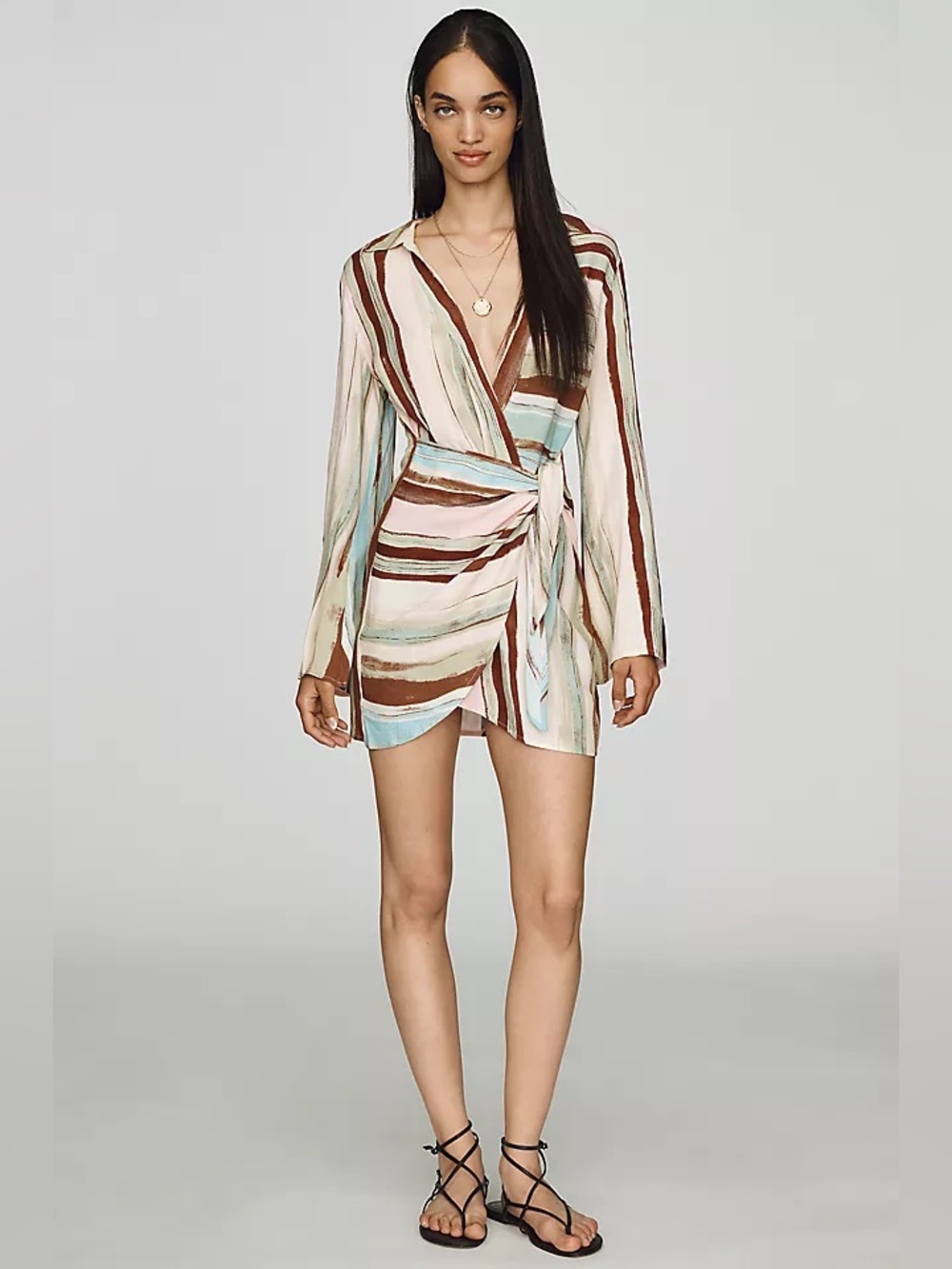 En Saison Striped Wrap Mini Dress -M